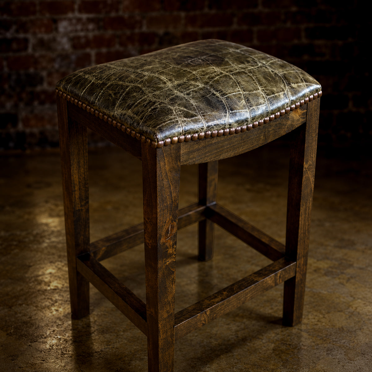 Agave Gator Leather Bar Stool