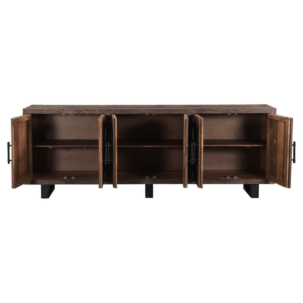 The Frank Sideboard is perfect for adding a classic and rustic touch to your living space. Handcrafted with reclaimed wood and a metal base, this sideboard gives off a cozy and inviting vibe. Enjoy the timeless beauty of rustic design in any room.
