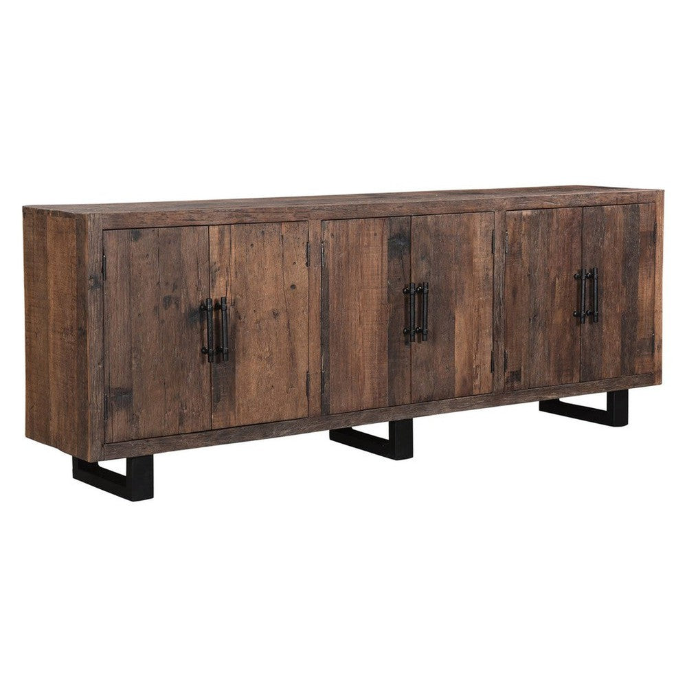 The Frank Sideboard is perfect for adding a classic and rustic touch to your living space. Handcrafted with reclaimed wood and a metal base, this sideboard gives off a cozy and inviting vibe. Enjoy the timeless beauty of rustic design in any room.