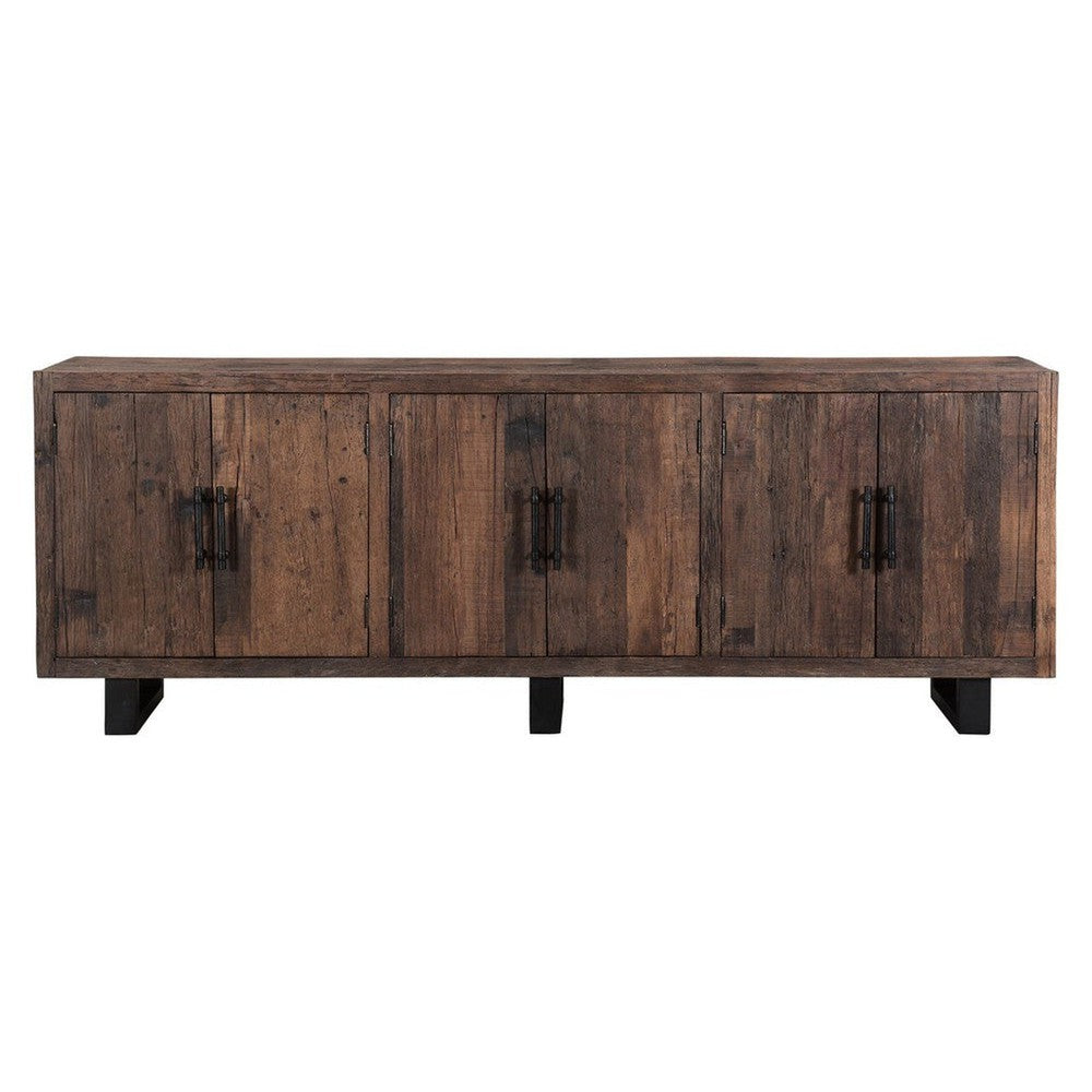 The Frank Sideboard is perfect for adding a classic and rustic touch to your living space. Handcrafted with reclaimed wood and a metal base, this sideboard gives off a cozy and inviting vibe. Enjoy the timeless beauty of rustic design in any room.