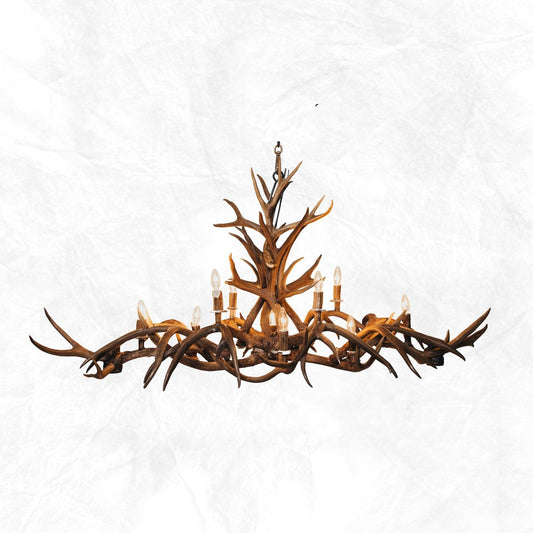 Bring distinction and sophistication to your home with the 10 Light Oblong Inverted Mule Deer Antler Chandelier. Crafted with 100% authentic antlers in East Texas, each fixture features 10 lights placed atop an oblong frame in a unique inverted level design and comes with UL & ULc approved wiring. Make a statement in your dining room, foyer, or pool table and impress guests with this one-of-a-kind piece.
