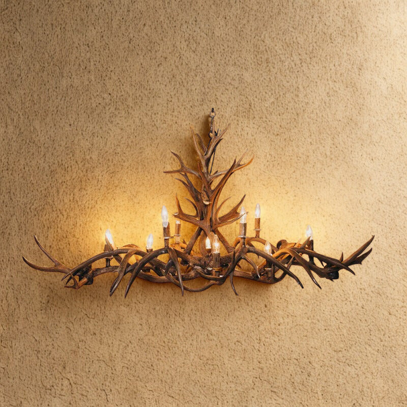 10 Light Oblong Inverted Mule Deer Antler Chandelier