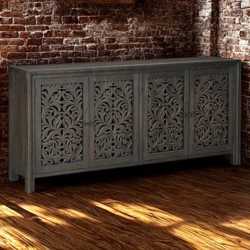 Caprice Distressed Black 4 Door Console