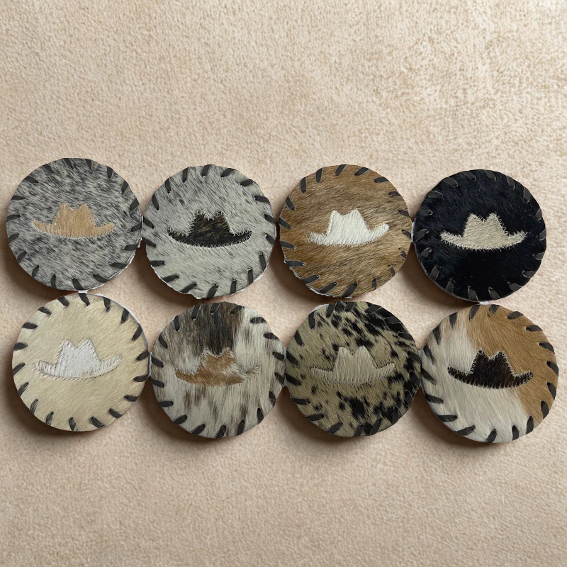 Cowboy Hat Cowhide Coaster