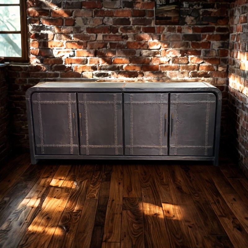 Taylor 4 Door Chocolate Leather Buffet