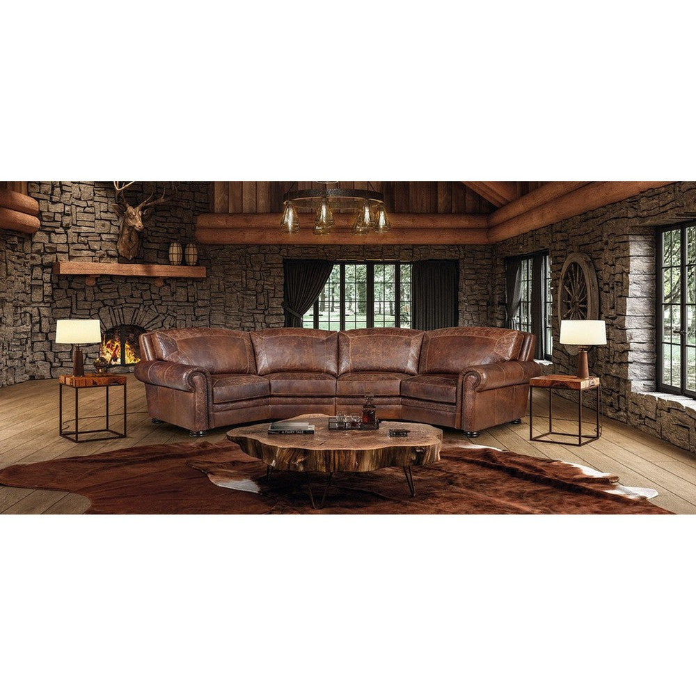The Bolder Sectional is a luxurious addition to any living space. Featuring top grain American Bison leather and a picture frame with embossed crocodile leather accents, this sectional offers an eye-catching aesthetic and western elegance. It is also offered with two power reclining seats on each end. Bring premium quality and style to your home with this exquisite sectional.