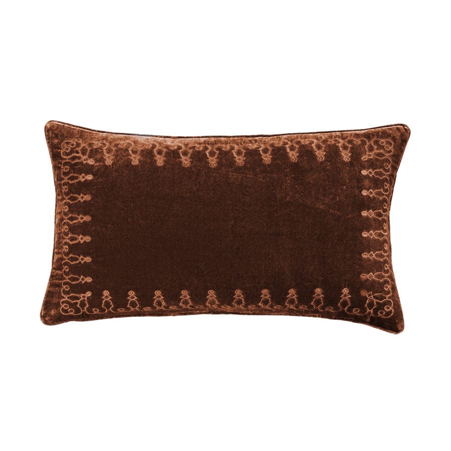Stella Faux Silk Velvet Embroidered Lumbar Pillow