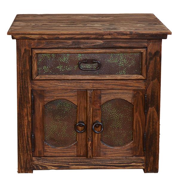 Add some rustic elegance to your bedroom with the Capital Nightstand. Its reclaimed wood and hammered copper panels give it a unique look that is sure to make a statement in any home. You'll enjoy its timeless beauty for years to come.