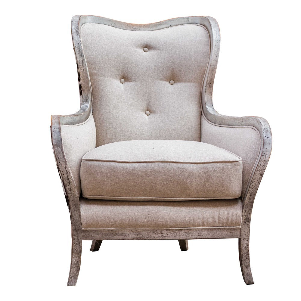 The Chalina Chair is a contemporary piece of art, blending modern design with classic features. Constructed with solid mahogany exposed wood in an aged bone-white finish and surrounding plush dark chocolate and milky white velvet upholstery, the chair boasts a comfortable 19" seat height and a soft linen box cushion. Perfect for adding a touch of style to any room.