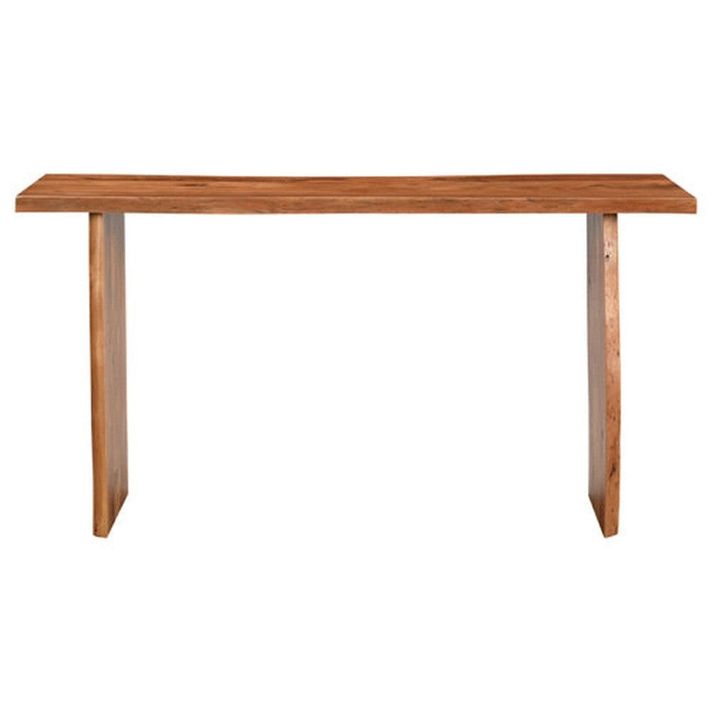 The Crestone Live Edge Sofa Table is a beautiful accent piece in any living area. Handcrafted from acacia wood, its rustic-style live edge adds character to the finished product. Add a touch of nature to your home and create a classic look with this timeless piece.