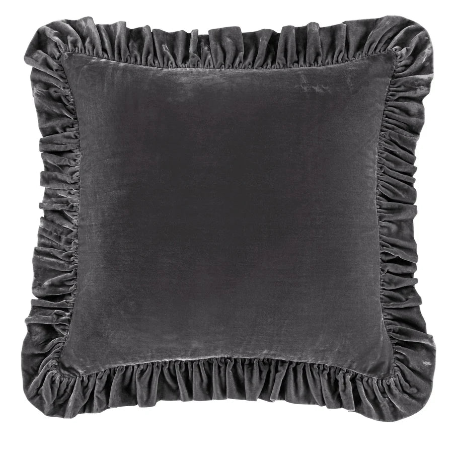Stella Faux Silk Velvet Ruffled Euro Sham