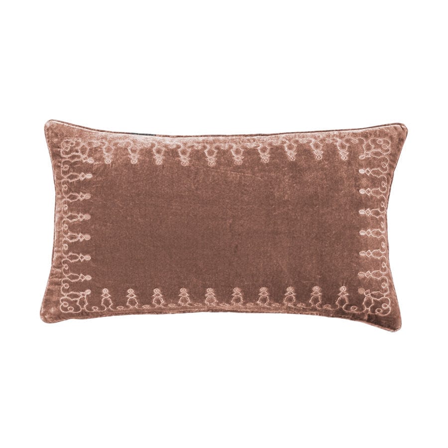 Stella Faux Silk Velvet Embroidered Lumbar Pillow