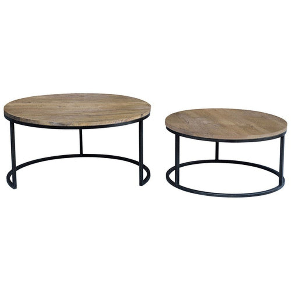 The Denali Round Nesting Coffee Table is the perfect combination of style and convenience. Made of a sturdy metal base and natural distressed mango wood top, this two-piece coffee table is designed to compliment any living space. It’s easy to assemble and allows for convenient storage and usage of space.