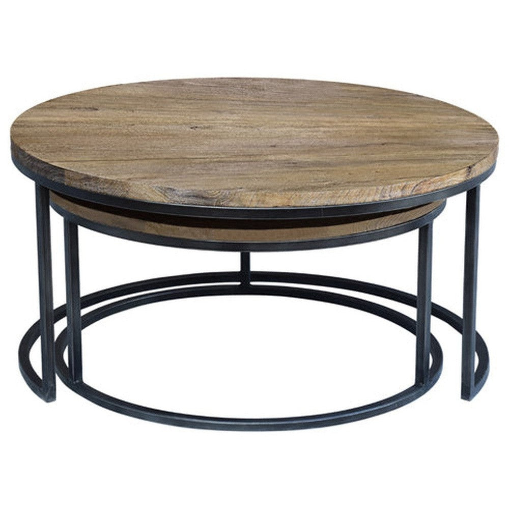 The Denali Round Nesting Coffee Table is the perfect combination of style and convenience. Made of a sturdy metal base and natural distressed mango wood top, this two-piece coffee table is designed to compliment any living space. It’s easy to assemble and allows for convenient storage and usage of space.