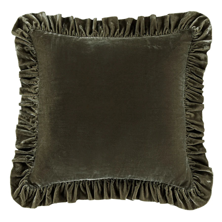Stella Faux Silk Velvet Ruffled Euro Sham