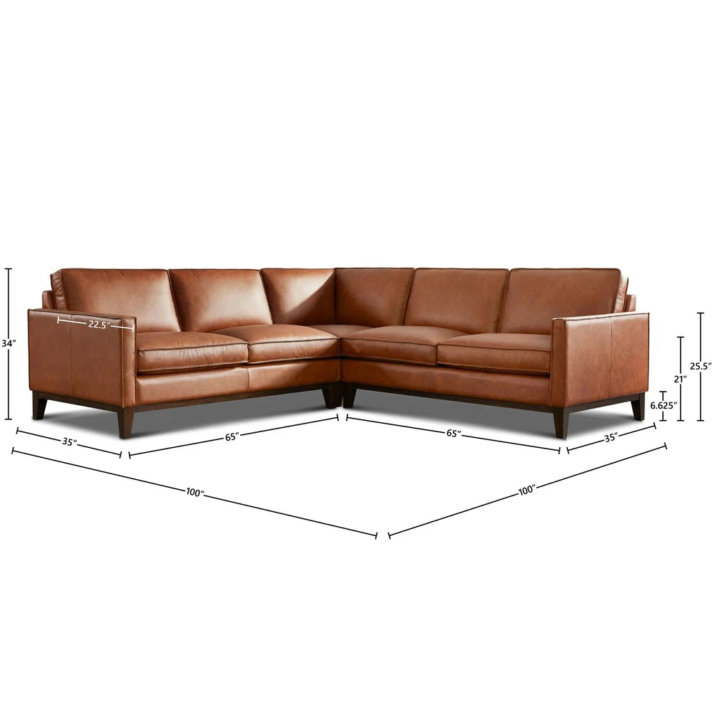 The Frisco Sectional is 100% top grain leather and ideal for modern or western home decors. Its hardwood frame and pocketed coil seating ensure long-lasting durability and comfort. With a square arm and sleek design, this sofa provides a stylish addition to any living space.