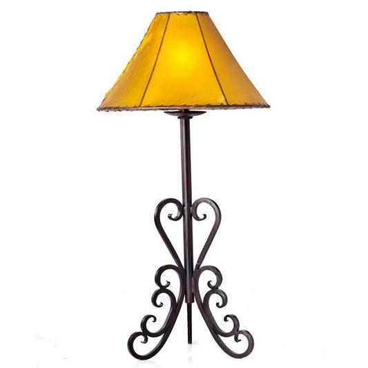 This generous and unique hand-forged iron table lamp is an excellent addition to any home. The rustic design gives it a timeless and classic look, making it a statement piece for any room. It is crafted with care from high-quality materials that will last for years.