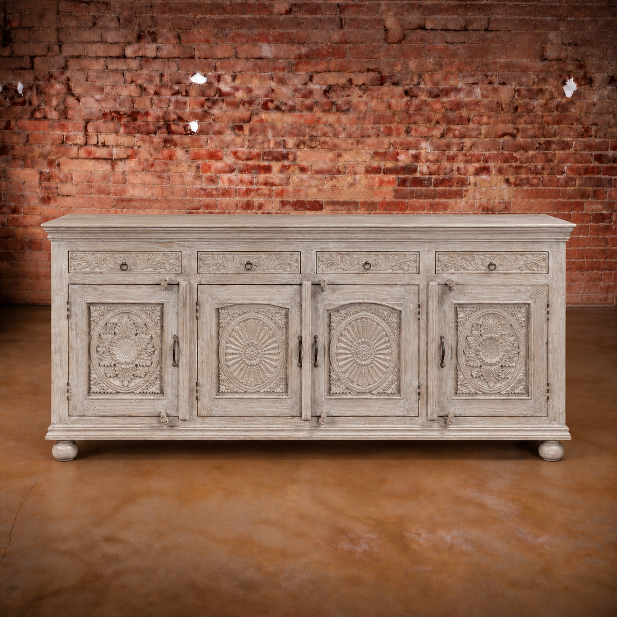 Arabella Light Grey 4 Door 4 Drawer Console