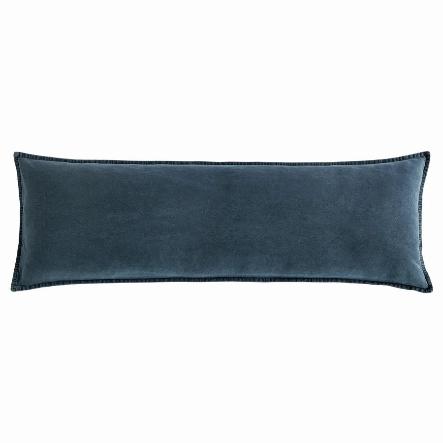 Stonewashed Cotton Canvas Long Lumbar Pillow
