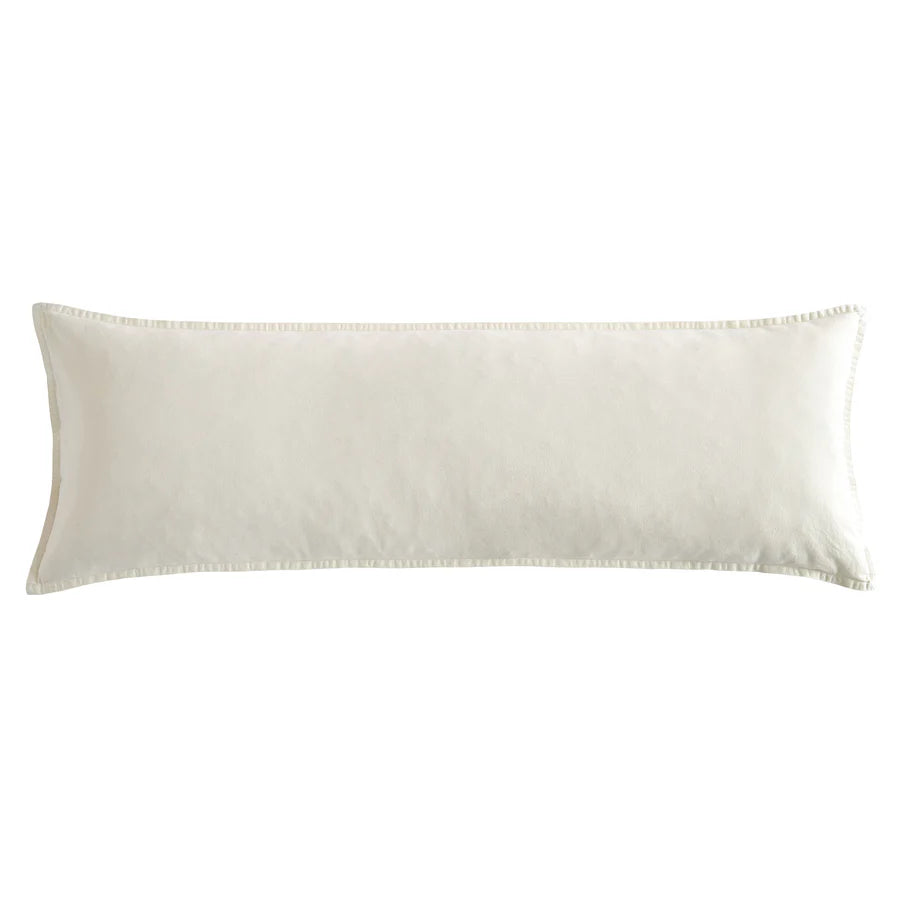 Stonewashed Cotton Canvas Long Lumbar Pillow
