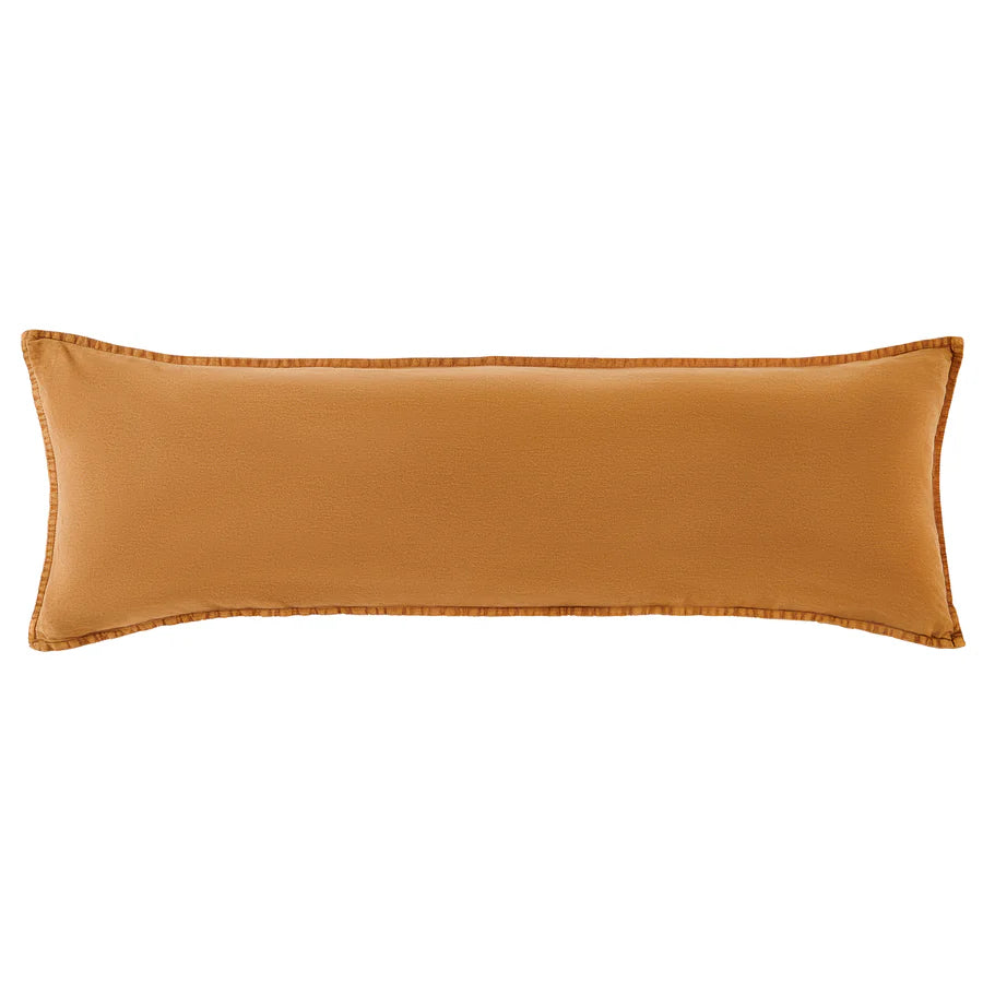 Stonewashed Cotton Canvas Long Lumbar Pillow