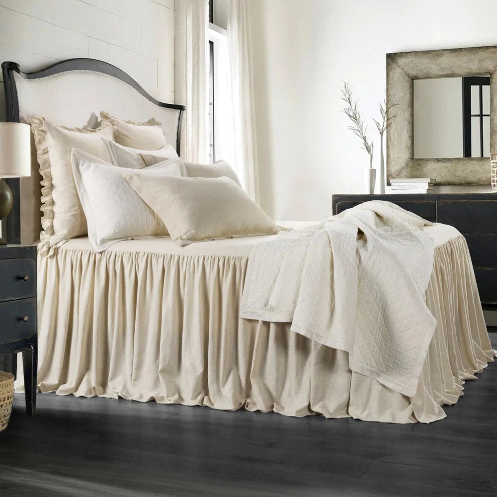 Create a serene and timeless look in your bedroom with the Linen Washed Luna Bedspread Set. This romantic bedspread set is crafted from a high-quality linen-blend that provides the visual allure of linen, with extra softness and easy care. The versatile range of neutrals ensures this bedspread will look beautiful with any décor. Add a touch of modern elegance to your bedroom with this Linen Washed Luna Bedspread Set.