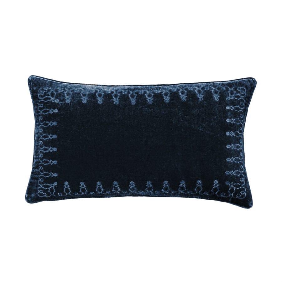 Stella Faux Silk Velvet Embroidered Lumbar Pillow