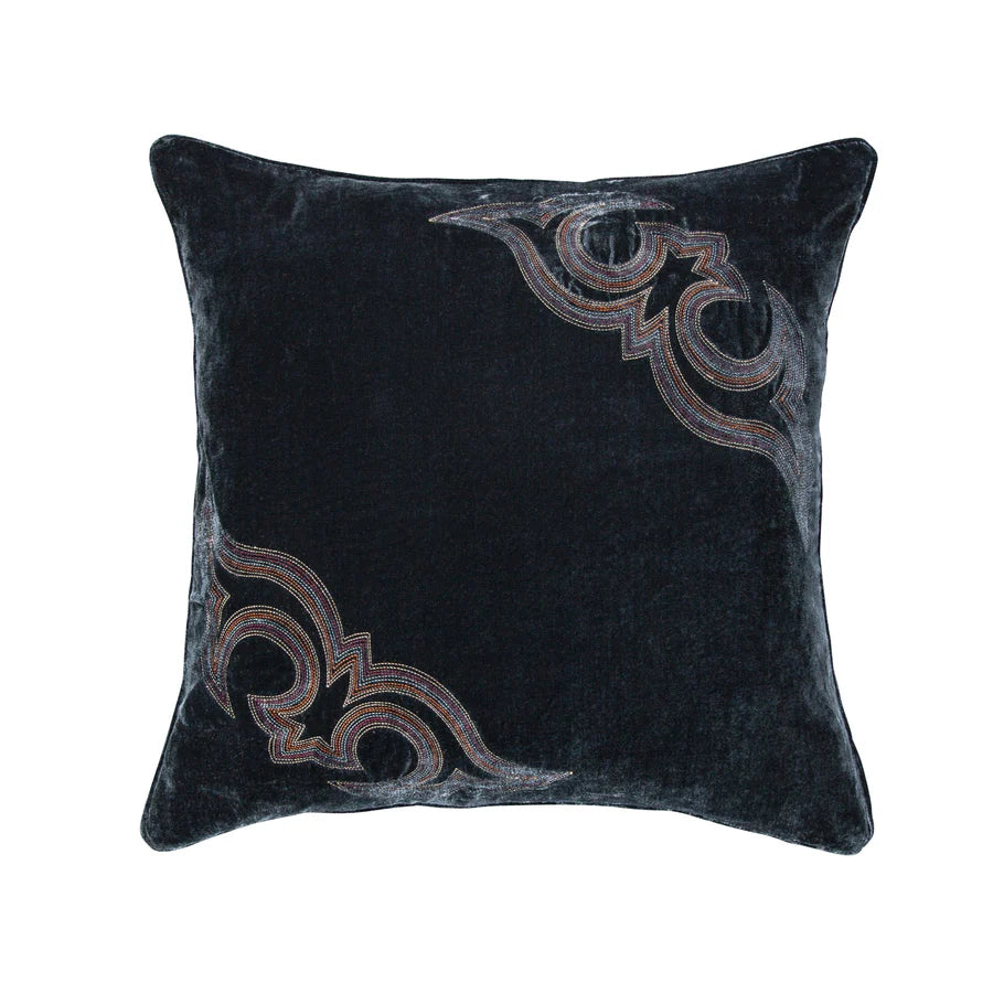 Stella Boot Stitch Embroidered Silk Velvet Pillow