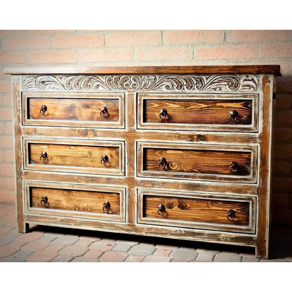 The Regency Collection adds sophisticated, traditional style to any bedroom. Crafted from hand carved, reclaimed wood and a hand distressed cream wash, this classic piece is sure to elevate any room.