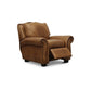 Experience a touch of luxury with the San Angelo Recliner. Crafted from top grain hand antiqued Italian leather, this recliner features a pushback recliner, rolled arm, stitched picture frame on the seat and seat back, and nailhead trim, providing you with the comfort and style you expect in your home.