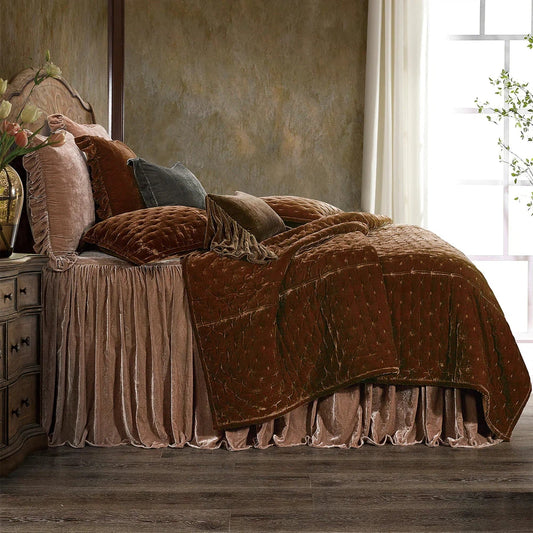 Our Stella Velvet Bedspread Set is crafted with premium faux silk velvet for luxurious softness and a lustrous glow. The sophisticated drape adds an elegant, inviting touch to any bedroom decor, and is available in a variety of neutral and jewel tones. Transform your sleeping sanctuary with its plush comfort and warmth.