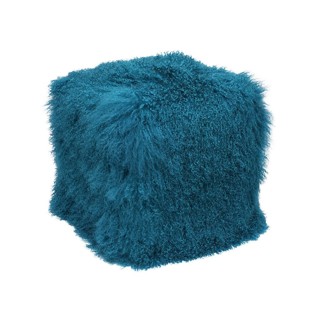 This Tibetan Lamb Pouf is a luxurious, solid wood cube wrapped in plush foam and soft tibetan lamb, perfect for extra seating in a living room or as a vanity stool. Its versatility makes it a great addition to any home. It can also be used as an ottoman!