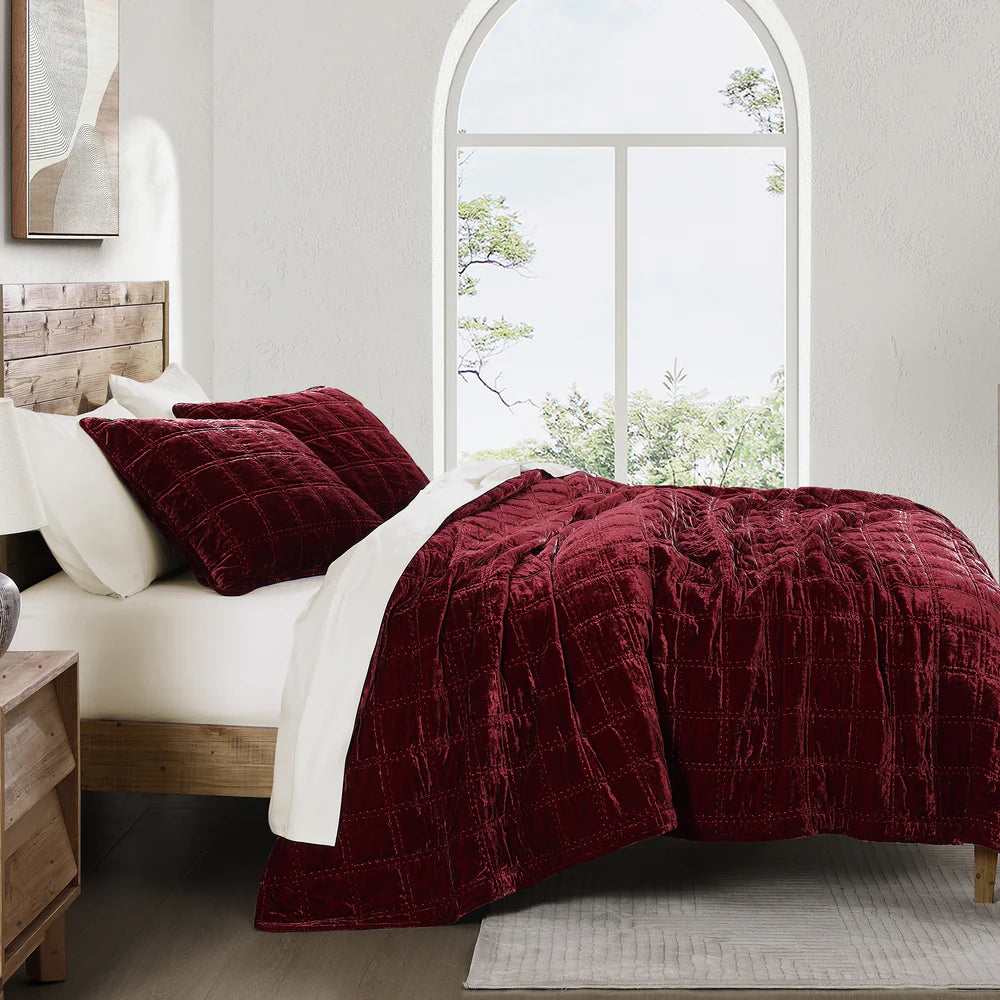 Velvet Double Box Stitch Quilt Set