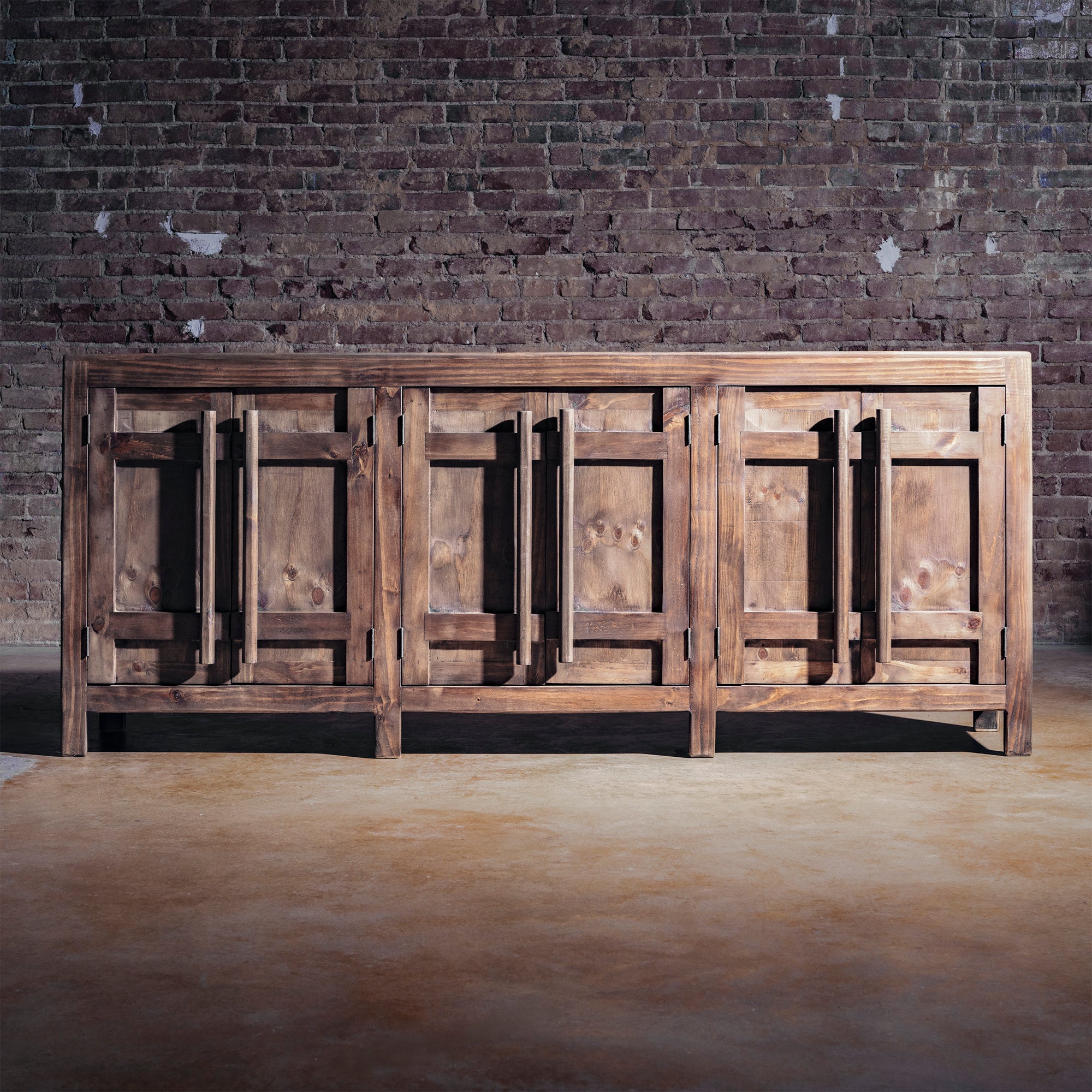 Front view of Amarillo Ridge Buffet showcasing handcrafted solid wood construction