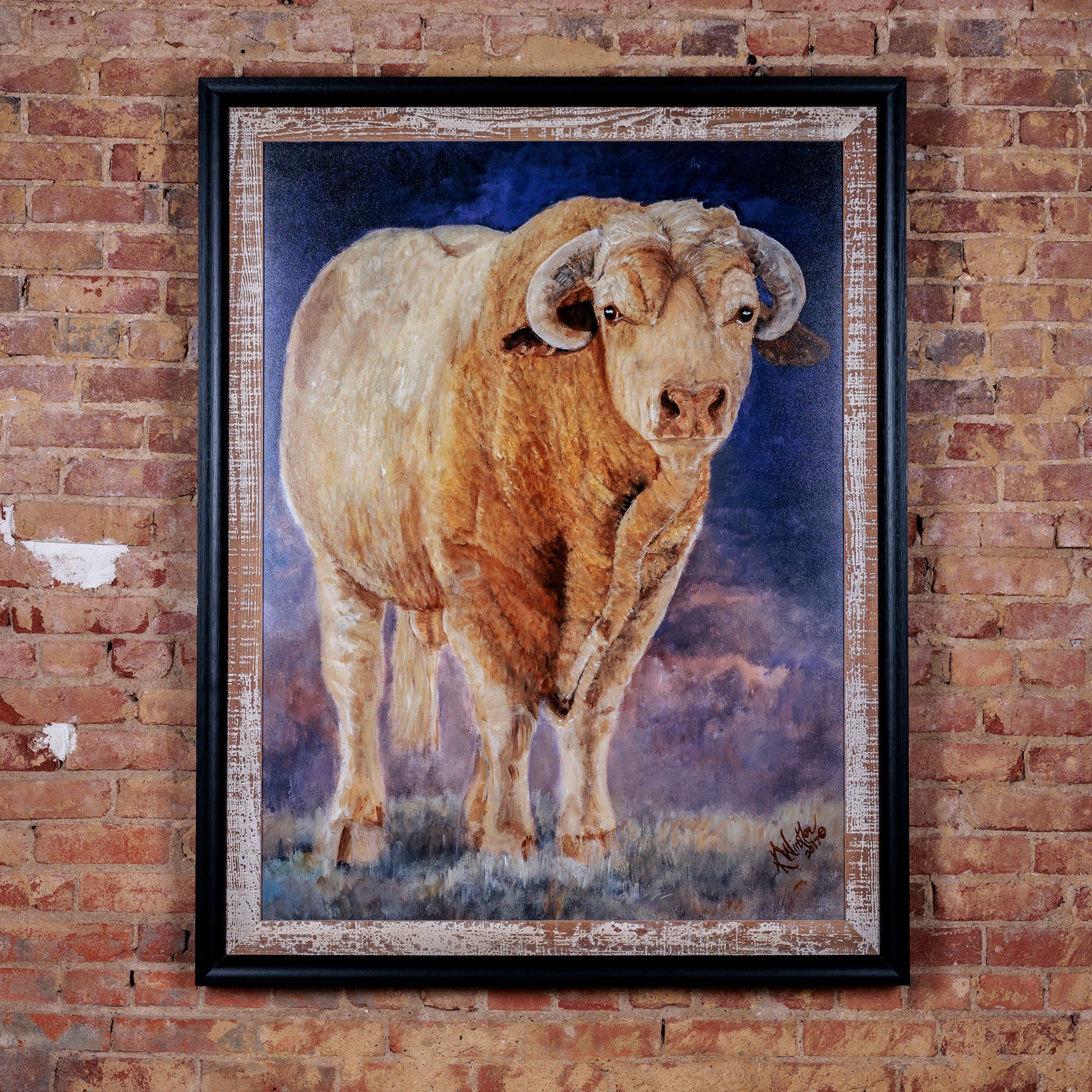 western oil painting of young steer