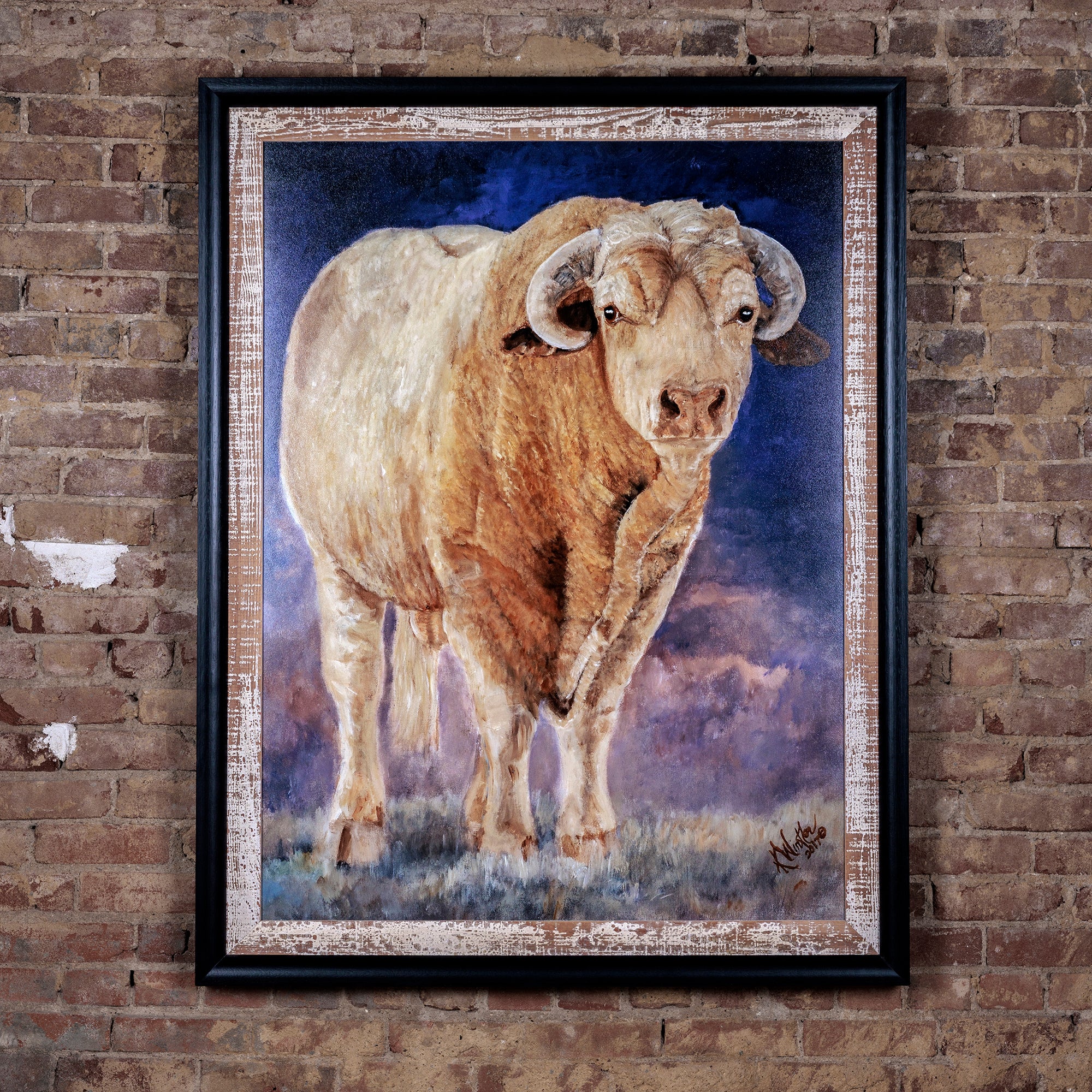 western oil painting of young steer