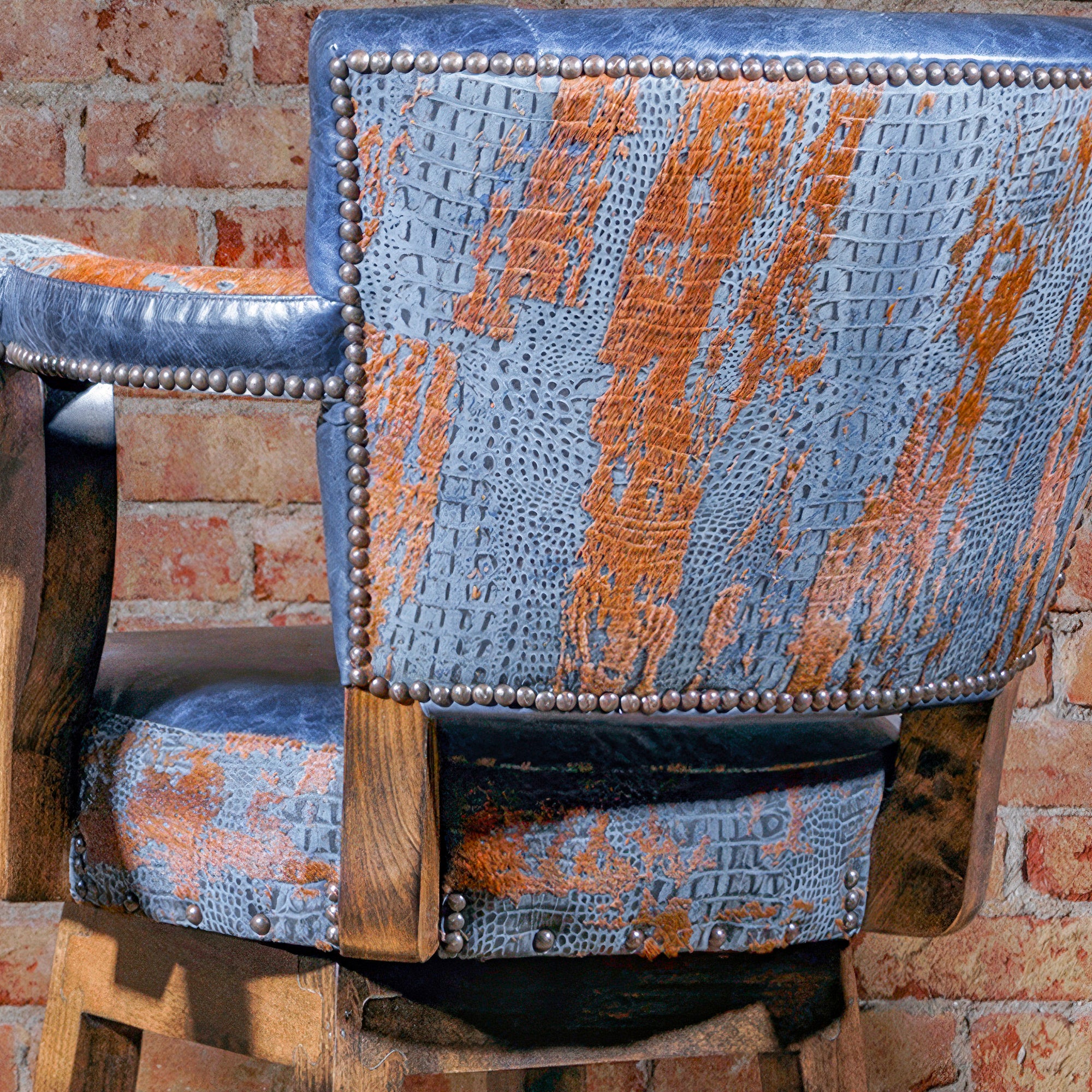 Close-Up of Acid-Washed Crocodile Pattern on Backrest