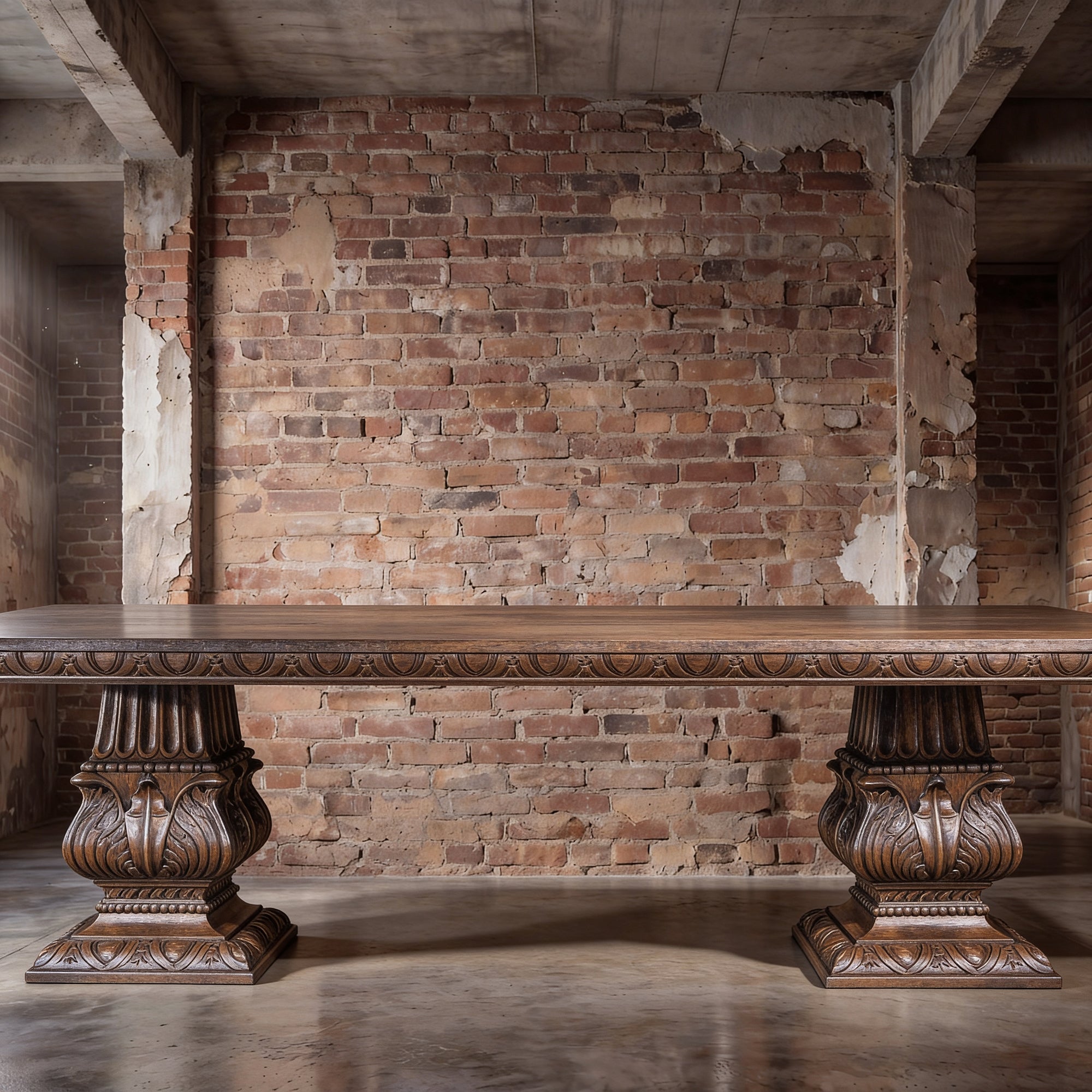 Western ranch dining scene featuring the Castilian Pedestal Dining Table styled with leather and fabric chairs