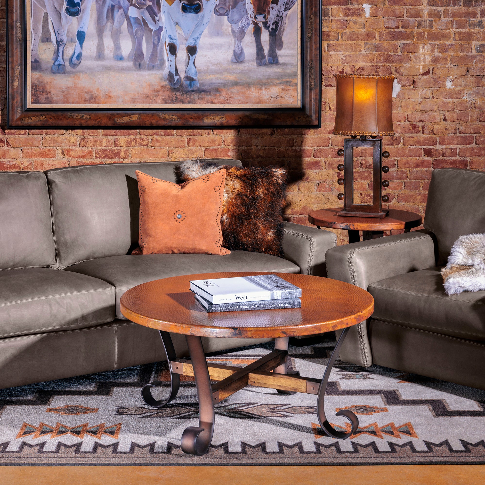 Cortez Leather Sofa and Chair styled together in a Western living room