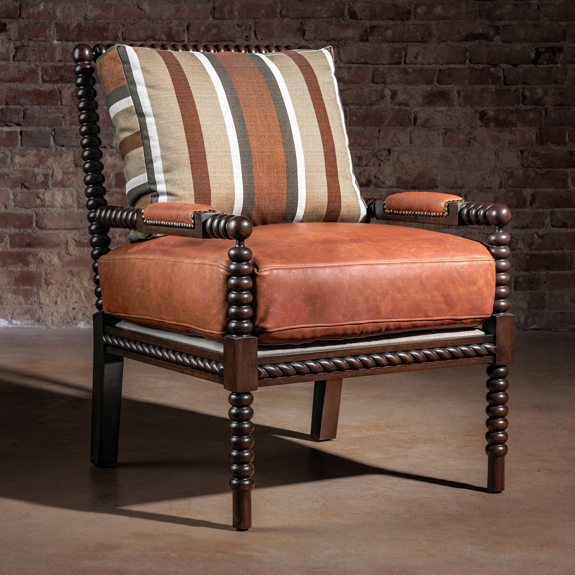 custom-western-spool-accent-chair-front-view