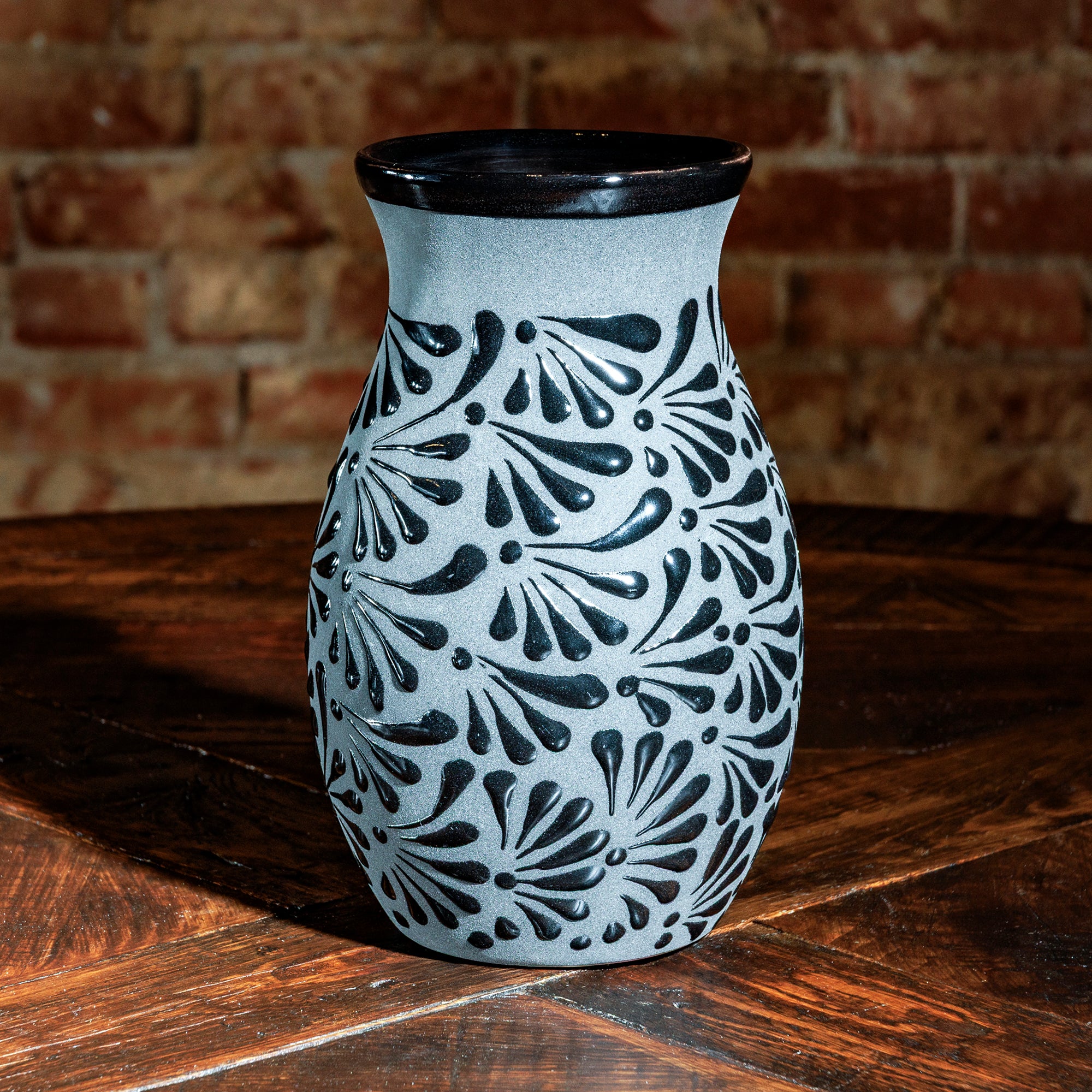 Textured Black & Gray Vase Trio