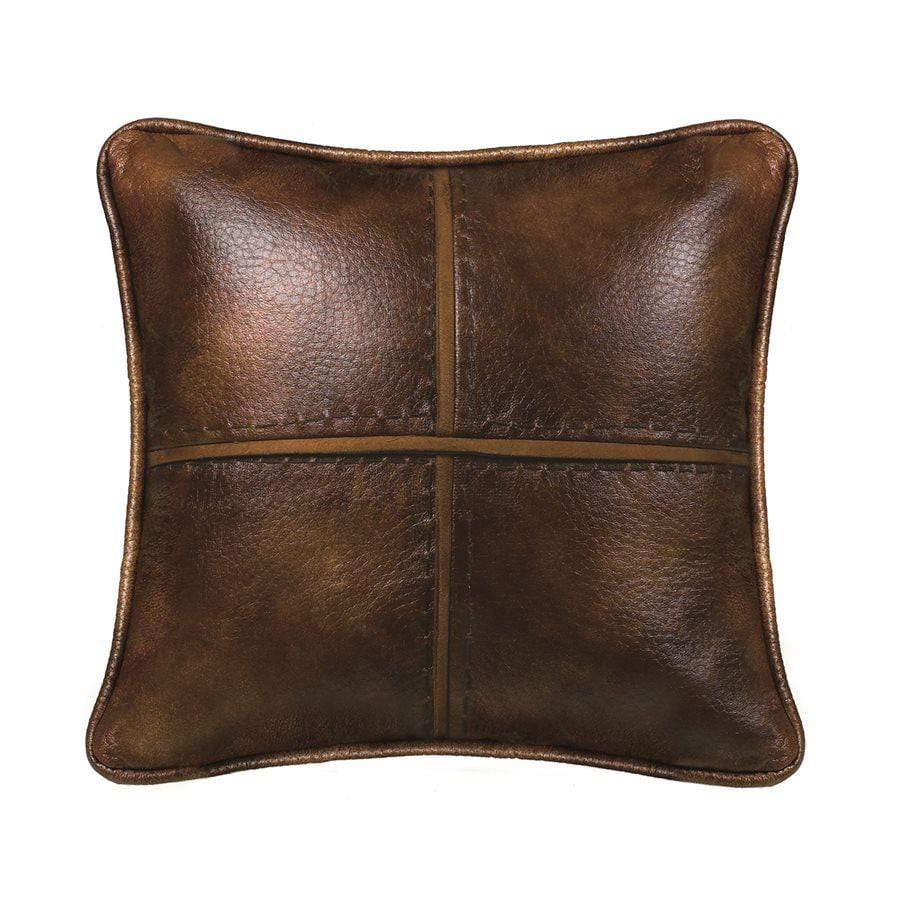 Brighton Stitched Faux Leather Decorative Throw Pillow