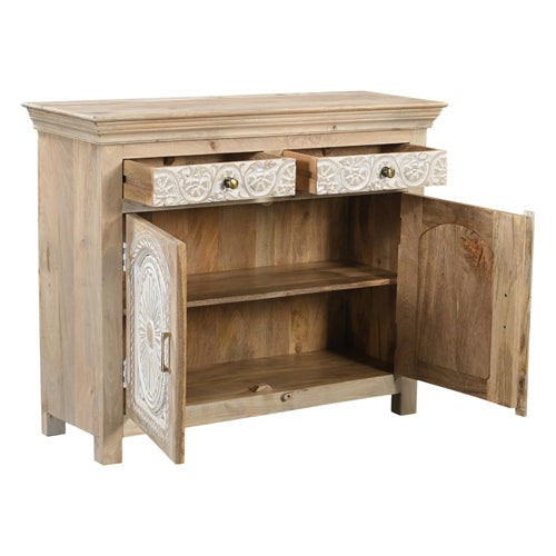 upscale distressed mango wood console
