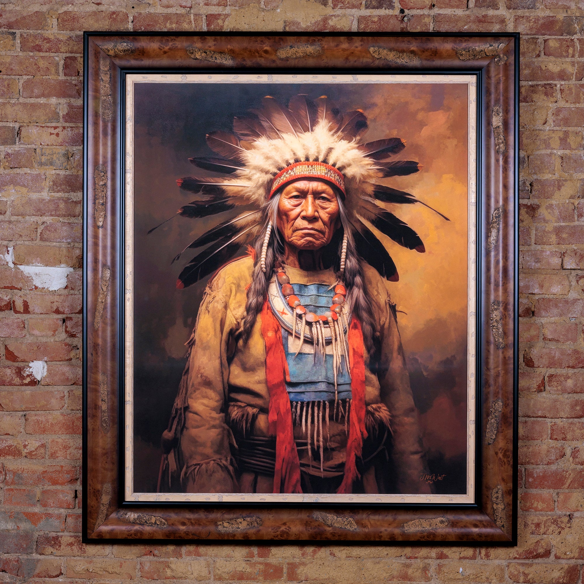 western oil painting of an indian chief by jay ward
