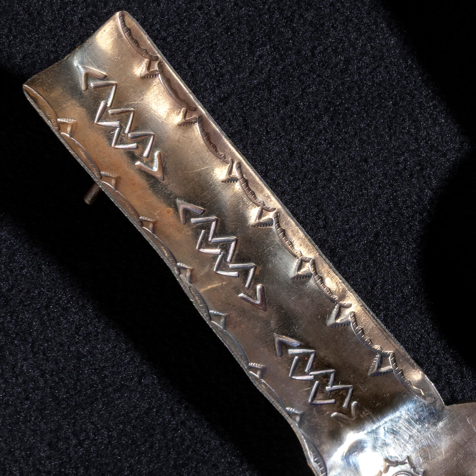 Artisan-made J. Alexander Thunderbird cigar holder in aged German silver with Western detailing