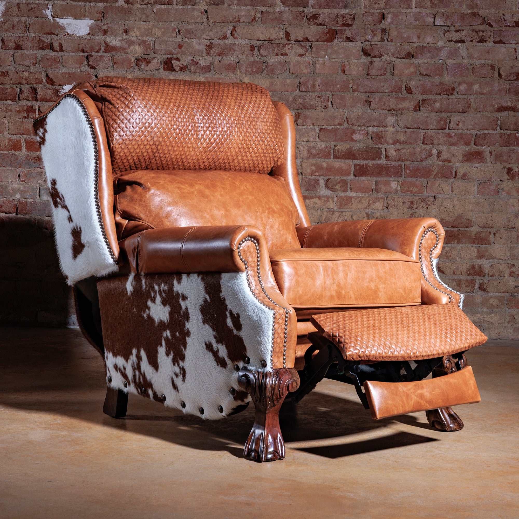 Leather Cowhide Recliner Reclined Position recliner view