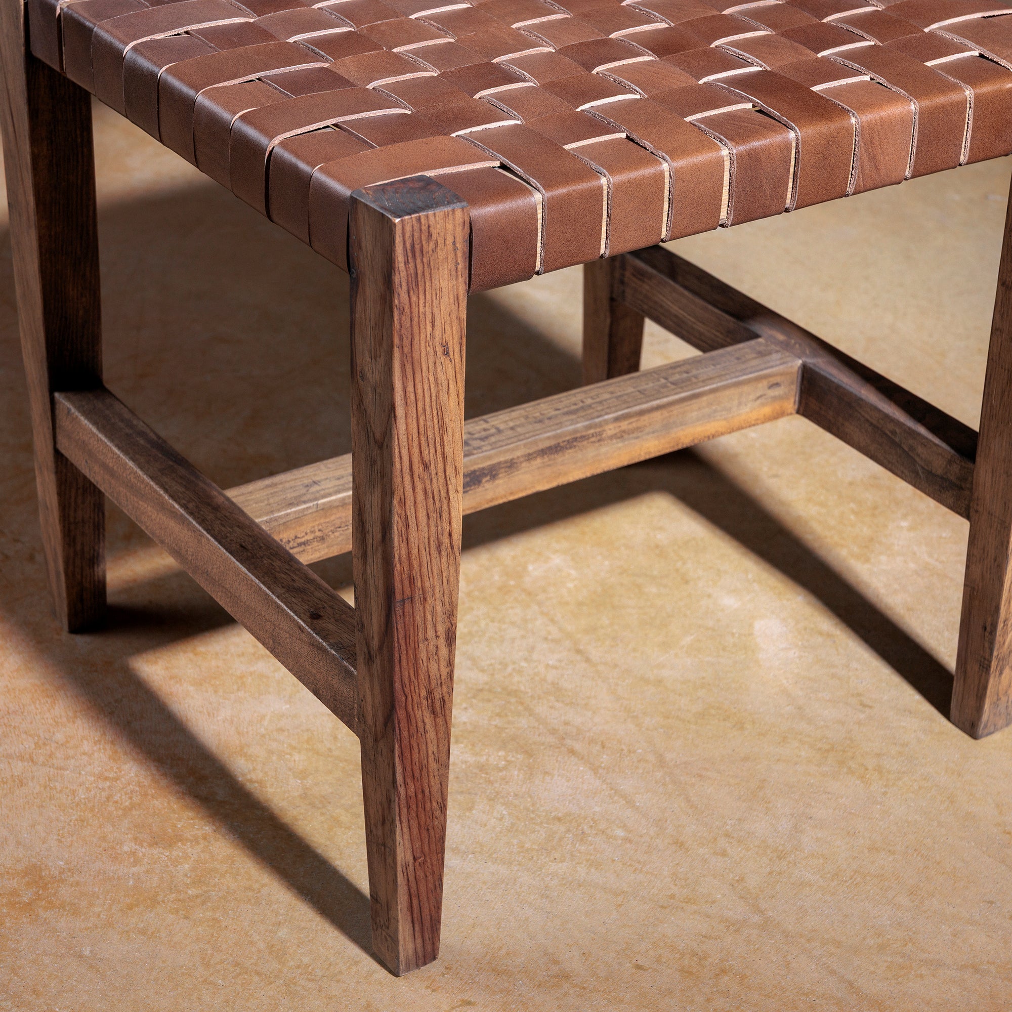 rustic woven leather dining chair