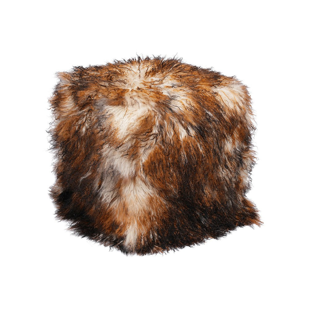 This Tibetan Lamb Pouf is a luxurious, solid wood cube wrapped in plush foam and soft tibetan lamb, perfect for extra seating in a living room or as a vanity stool. Its versatility makes it a great addition to any home. It can also be used as an ottoman!