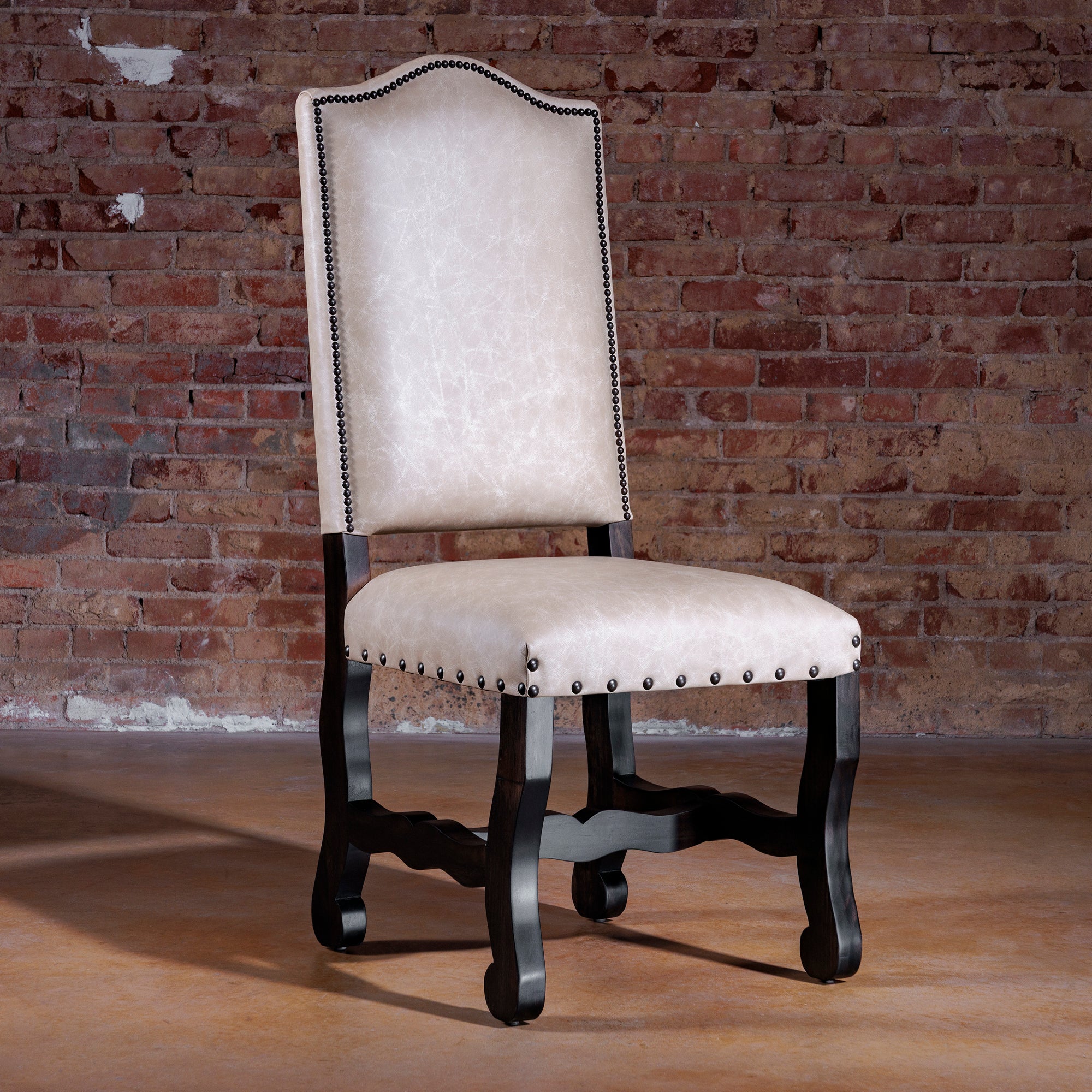 Sonora Highback Dining Chair with top-grain leather and alder wood legs