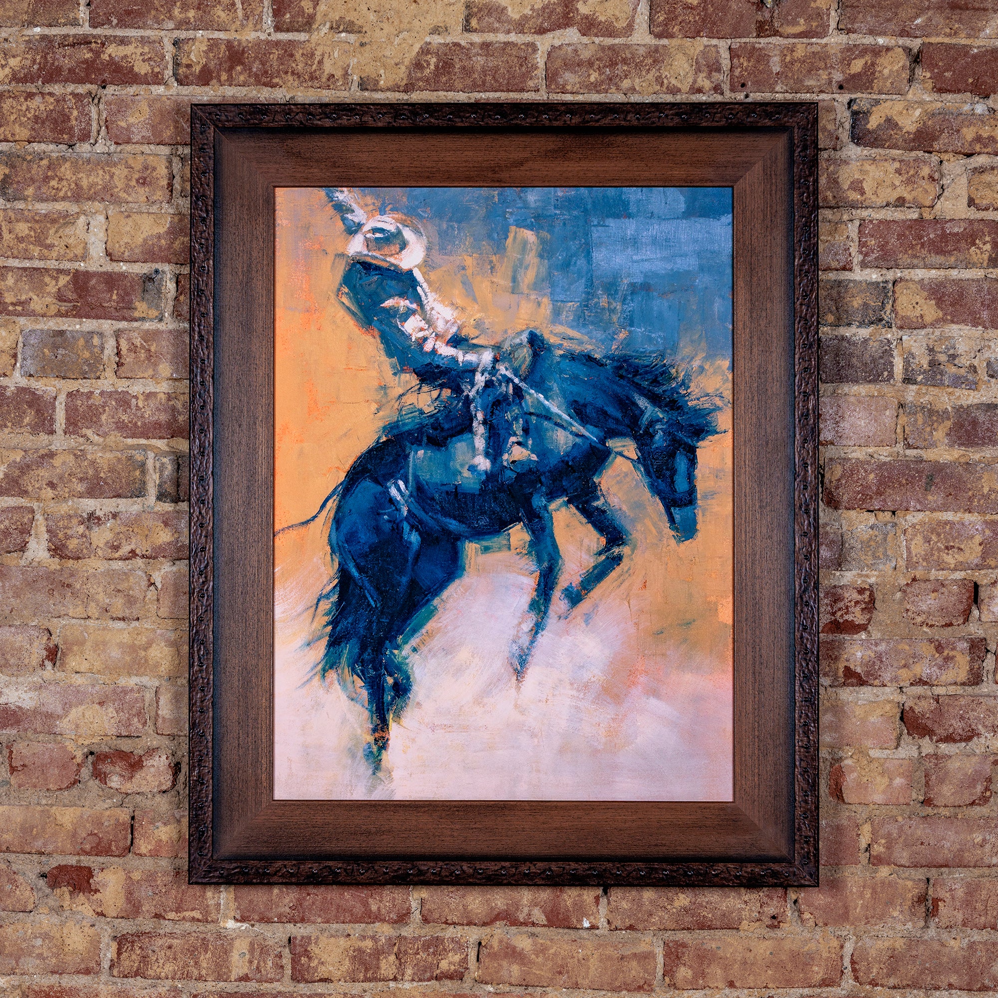 western-oil-painting-of-rodeo-bronco-rider